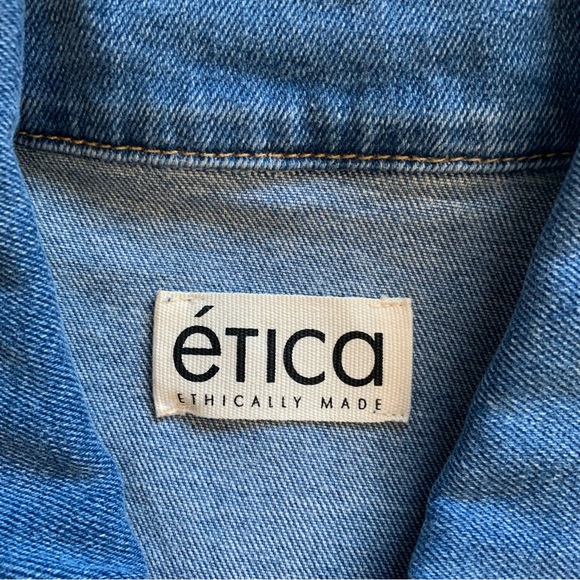 Etica Gabriela Seamed Dress in Cobra Size Small NWT Blue Jean Denim Mini Dress - Picture 12 of 17